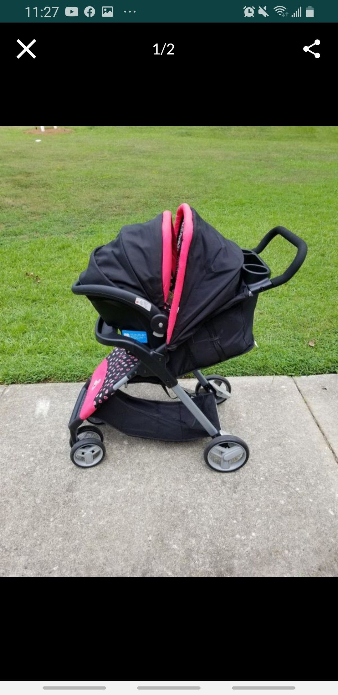 Minnie mouse stroller, car seat &car sit base. Free Delivery Inclusive Within any 10mile radius.