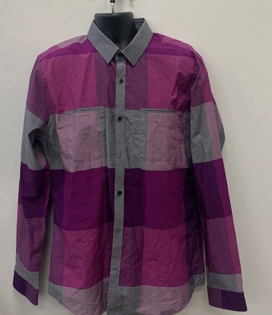 NWT Express  Men's Purple Plaid Extra Slim Fit Shirt Sz XL MSRP $69.90