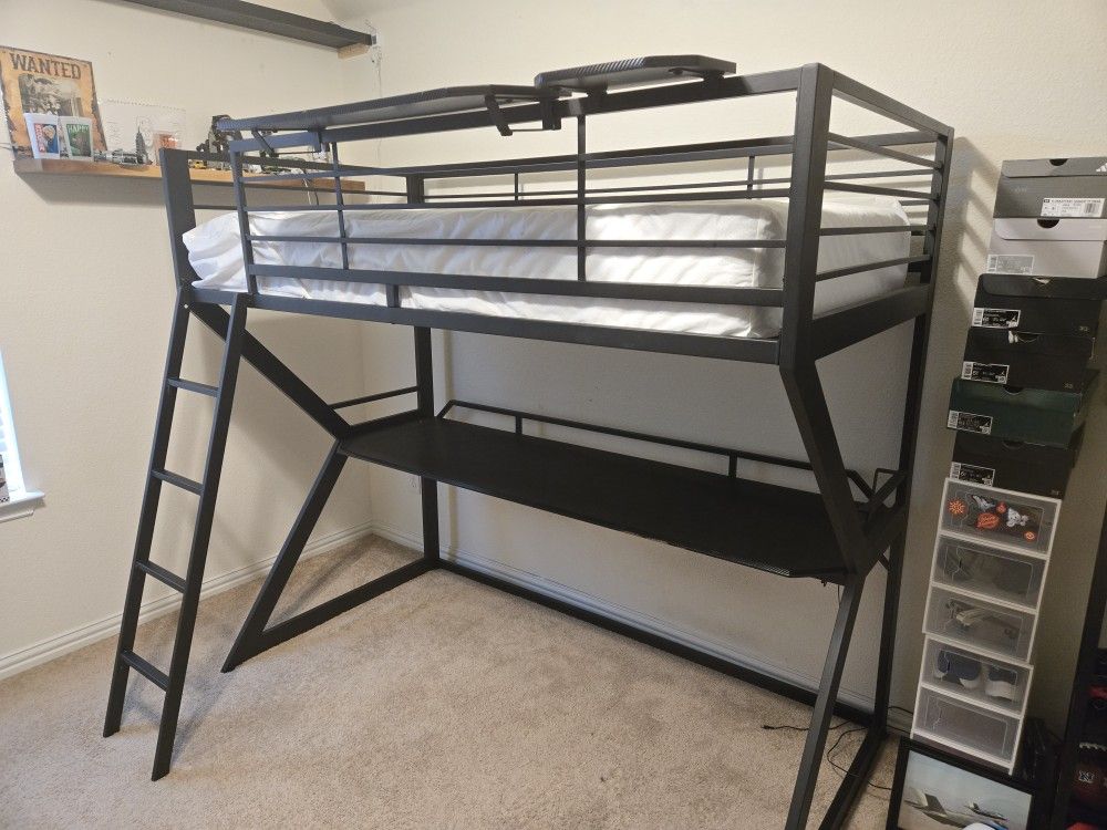 Gaming Twin Bed  With Desk Underneath