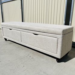 Brand New 2 Drawer Storage Bench- Taupe/Light Beige