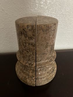 Vintage Fossil Stone Column Bookends - Pair