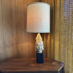 Mid Century Buddha Head Table Lamp by James Mont, Guanyin, Chinoiserie, 1950s