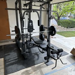 Vesta Fitness Smith Machine 1001 w/Bench Attachment | 230lb Bumpers Olympic Weights | 7ft Olympic Bar | Gym Equipment | FREE DELIVERY/INSTALL🚚 