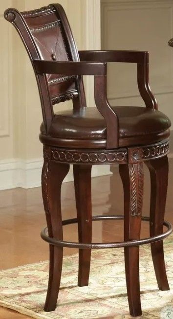 Luxurious Pair of Steve Silver “Antoinette” Swivel Bar Chairs – Heavy