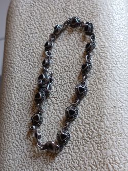 Brazalete de sterling silver 925 con piedras marcasite de corazon