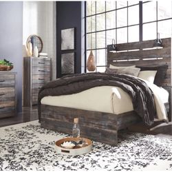 NEW 5 PCS QUEEN BEDROOM SET ! BED FRAME WITH LIGHTS , DRESSER , MIRROR , CHEST & N STAND! MINAS HOME FURNITURE 