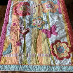 Colorful Crib Bedskirt & Crib Blanket Set