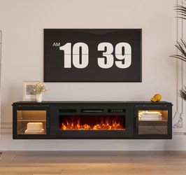 Floating TV Stand with Electric Fireplace