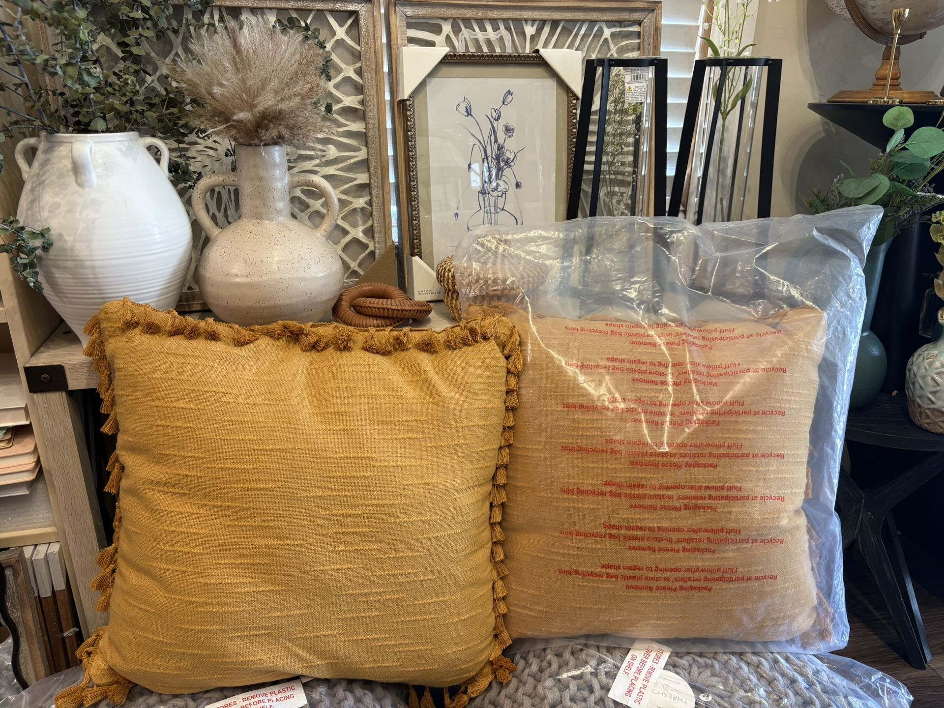Set of 2 Textured Slub Tassel Decorative Throw Pillow from Threshold