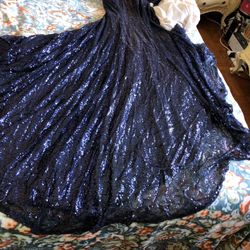 Beautiful Blue sequins gown new  Mermaid Bottom never worm