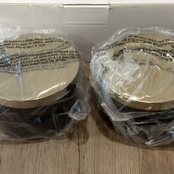 Z Galleries Multi Use Storage Duo Set of 2 Ceramic Canisters Metal Lids, New
