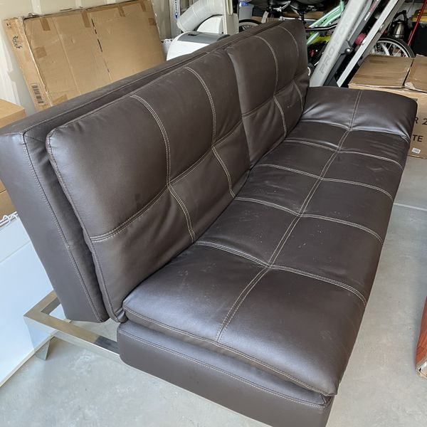 Brown Leather Sofa/Futon From Costco for Sale in Des Moines, WA OfferUp