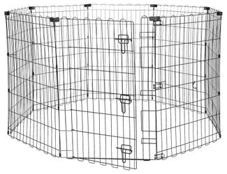 Foldable Metal Exercise Dog Playpen, Indoor/Outdoor, Single Door, 8 Panels, 36 Inches, Medium, Black
