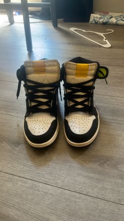Jordan 1s cream bottom black,white,lime green and yellow