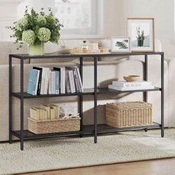 51.2 Inch Console Table with 3 Shelves, Sofa Tables, Modern Entryway Table, Metal Frame, Tempered Glass Shelf, Entryway Living Room Bedroom, Classic B