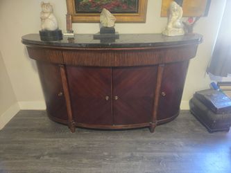 Bernhardt Curved Granite Top Sideboard / Bar Cabinet – Statement Piece