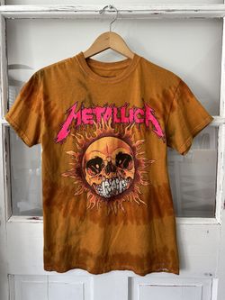 Metallica Skull Orange Tie-Dye T Shirt- Size Small