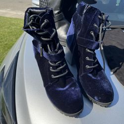 Blue Velvet Booties