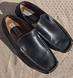 Steve Madden Mens Novo Driving Loafer Shoes Black Leather Slip-On US 8.5/ 42