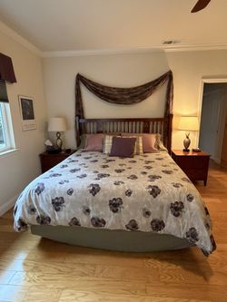  California King Bed with Mattress Headboard Boxspring Bed Frame and Bedding