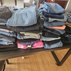 $150 Obo Huge Bundle.of Jeans Woman Size Mostly L Over 40 Pieces 