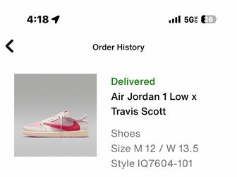 Nike Jordan 1 Low OG SP x Travis Scott Tropical Pink Size 12 IN HAND