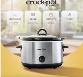 Crock-Pot 4.5 Quarts Manual Design Series Slow Cooker w/3 Heat Settings, Silver