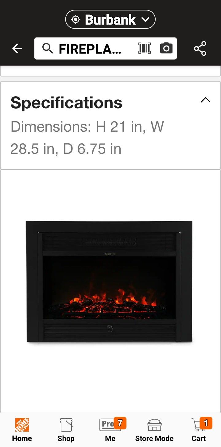 Lot of (2) 28 Inch Electric Fireplace Insert Heater, NEW