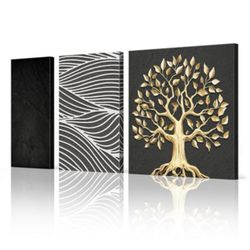 Tree Of Life, Black And Gold Wall, Art, Framed Painting