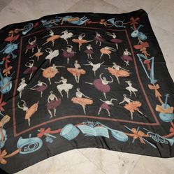 HERMES Carre 90 Scarf La Danse Navy Blue Silk 100% With Tag Ballerina Ballet