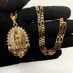 Virgin Mary Gold Plated Chain