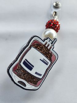 Handmade Nurse Blood Bag Badge Reel – Retractable ID Holder (10 Available)