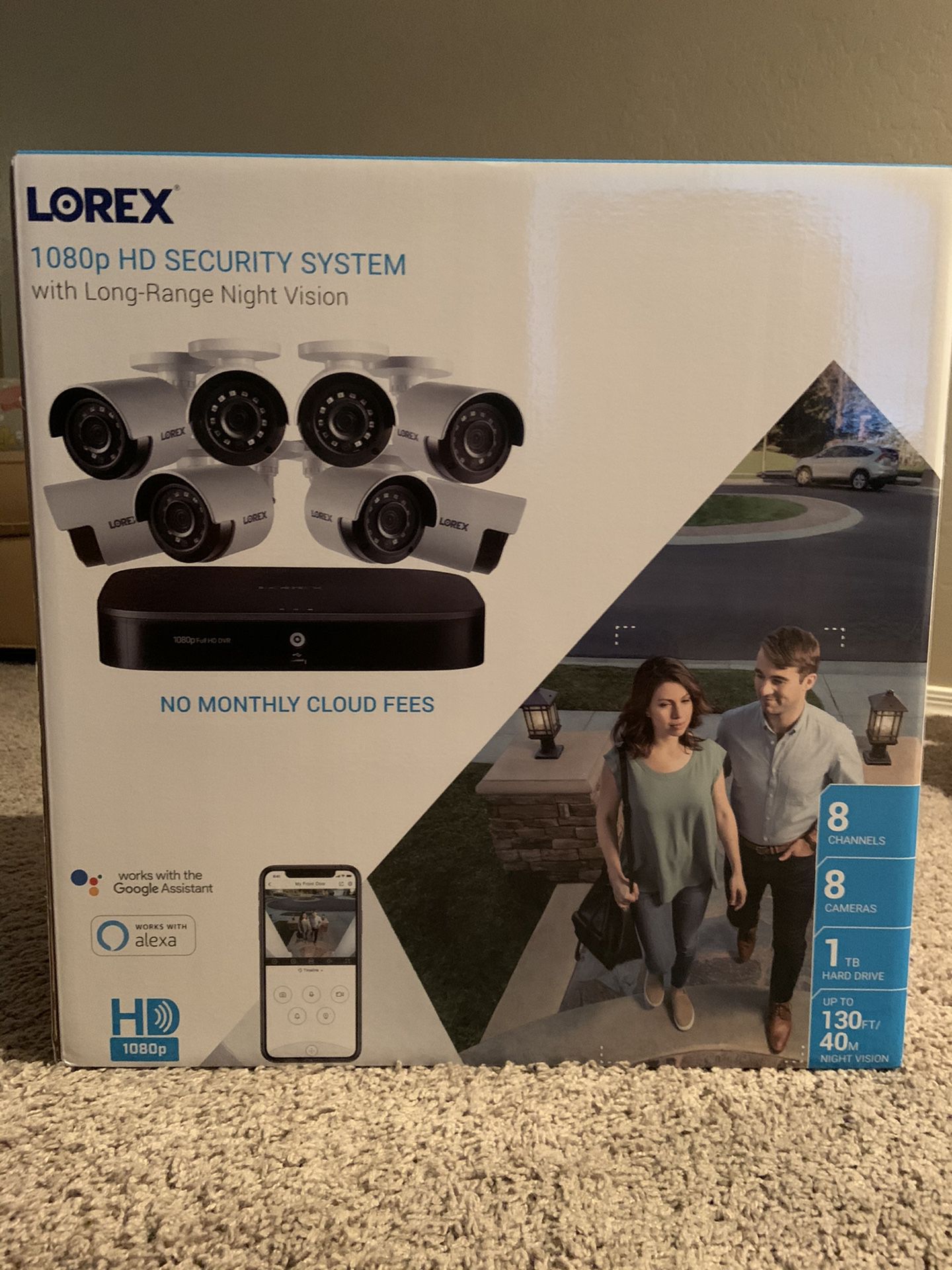 Lorex - 8-Channel, 8-Camera Indoor/Outdoor Wired 1080p DVR Surveillance System - Black/White