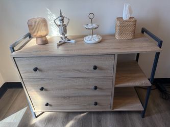 Modern Wood Storage Dresser with Shelving – Great Condition