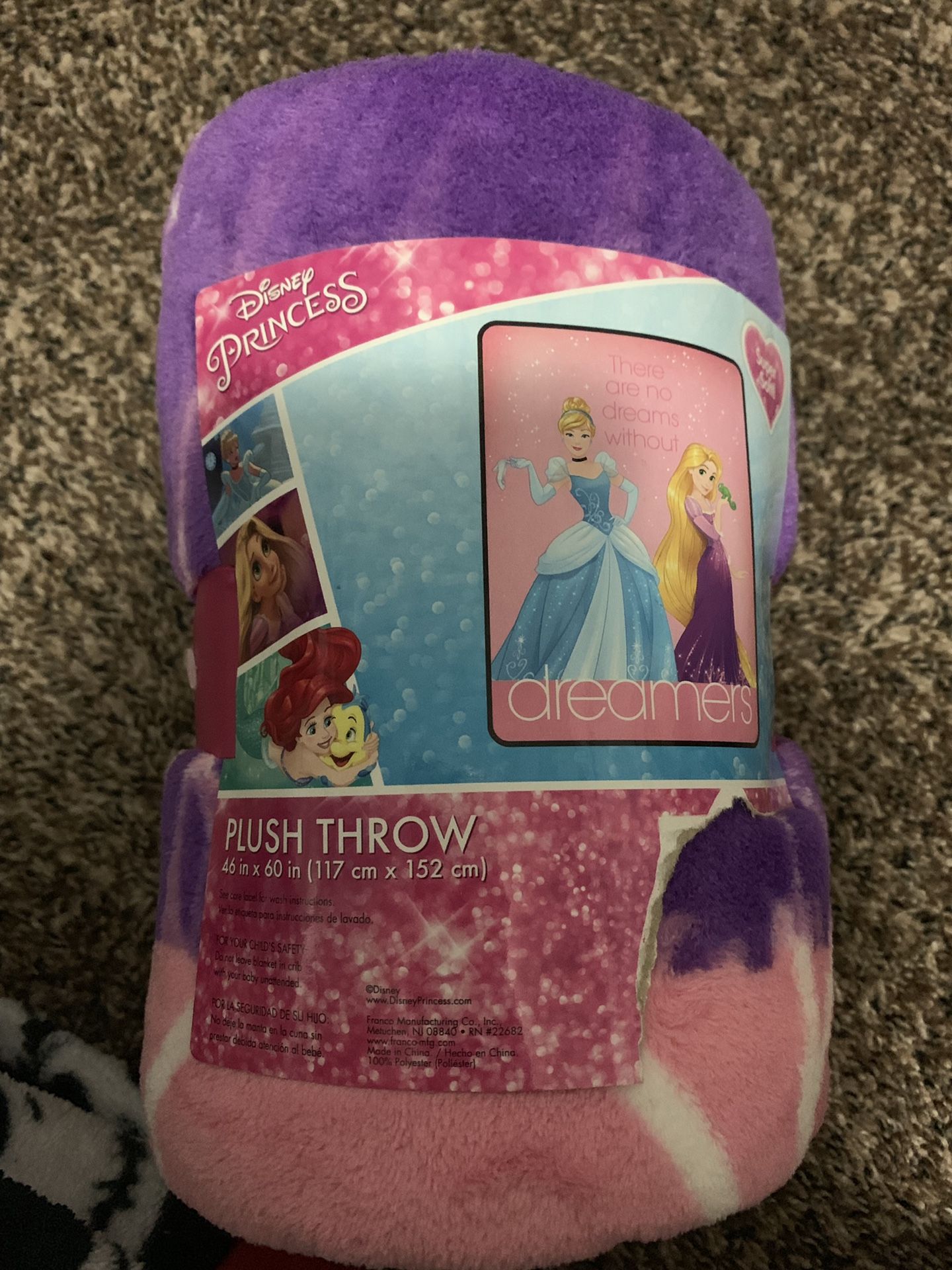 Disney Princess Blanket Cinderella Rapunzel Tangled