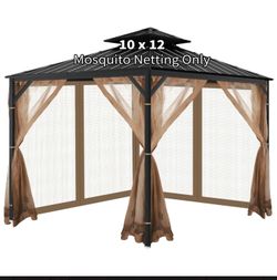 OIPUNSHLE GAZEBO MOSQUITO NETTING  REPLACEMENT DIMENSIONS 10 X 12 FT