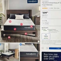 New Nova form Dream away 8” Gel Memory Mattress