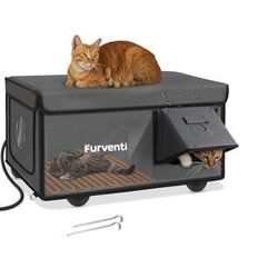 NEW Outdoor Heated Cat House in Winter,Extremely Insulated & Weatherproof,Feral Cat Shelter with Waterproof Eaves & Escape Door for Outside Stray Barn