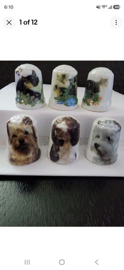 Cat And Dog Lovers, Own & Collect These Vintage Porcelain Cats And Dogs Thimbles