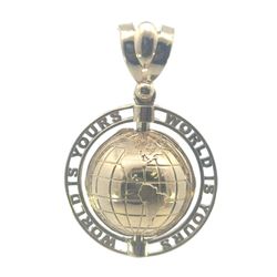 Men’s 10k Yellow Gold Spinning The World Is Yours Pendant For Necklace GP3124497