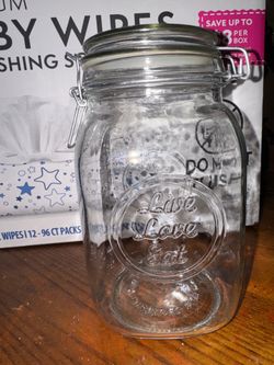 Mason jar “live love eat” $2