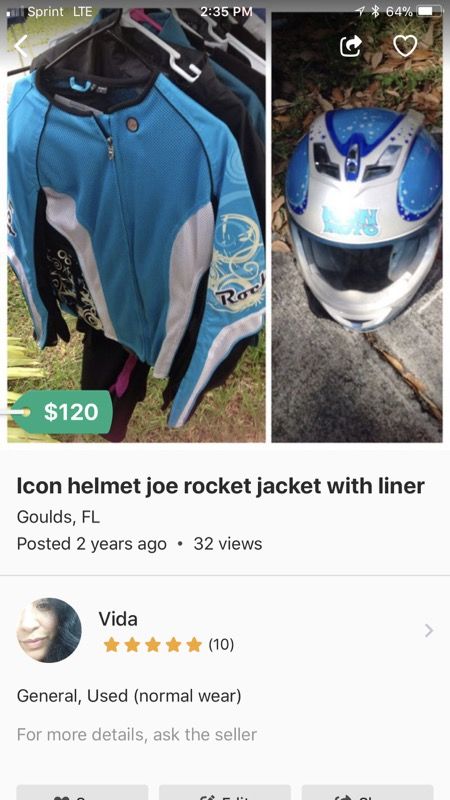 Motorcycle jacket and helmet size large