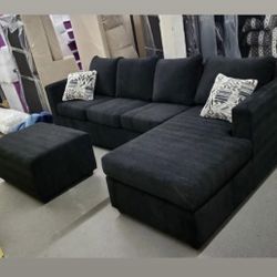 Black Sectional With Ottoman Brand New ¡¡IN STOCK🤩!!