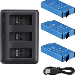 Replacement Battery 3 Packs and 3 Channel Battery Charger for GoPro MAX 360