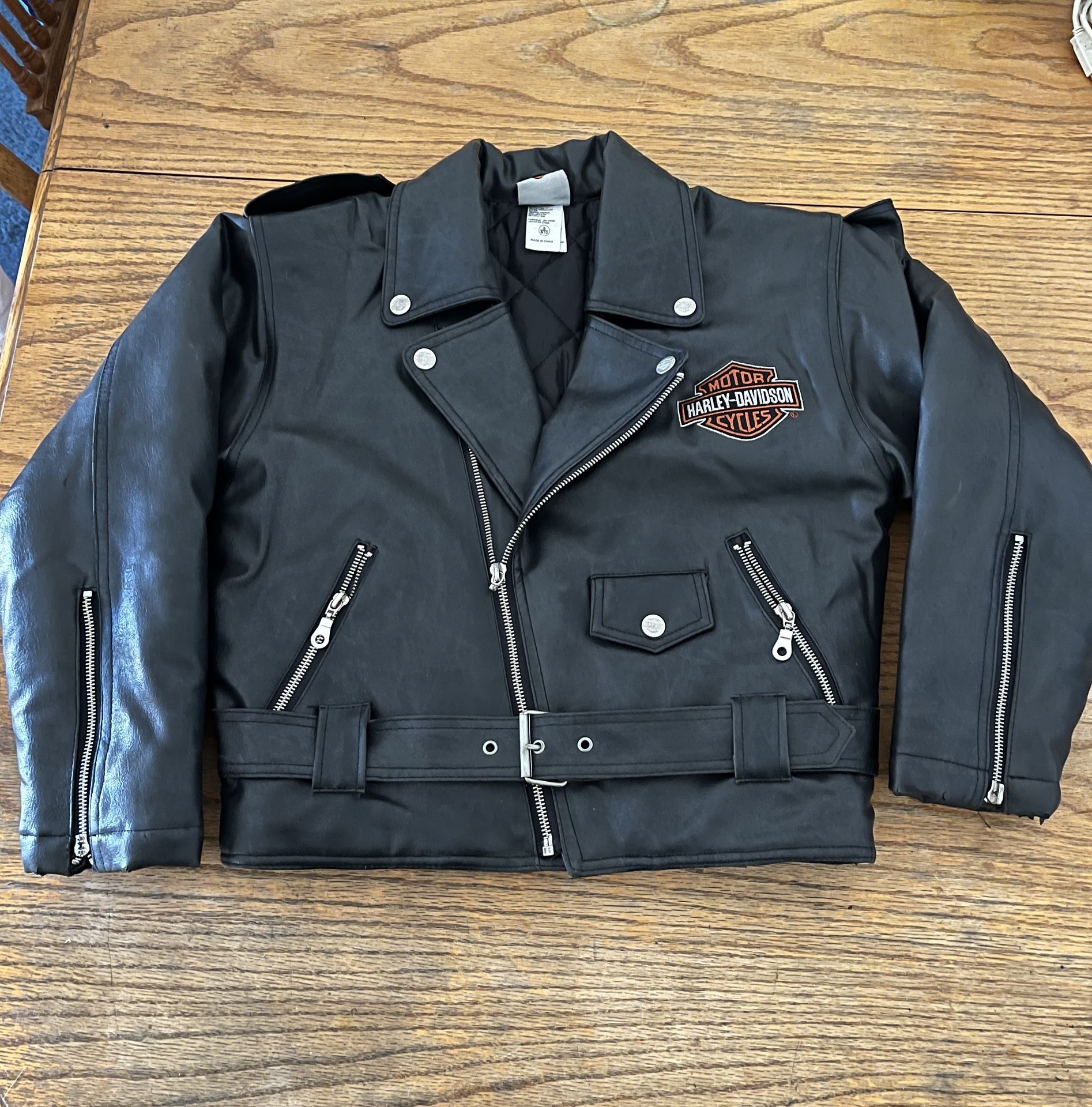 Child’s Harley Davidson Moto Cross Black Leather Jacket, Size 8/10