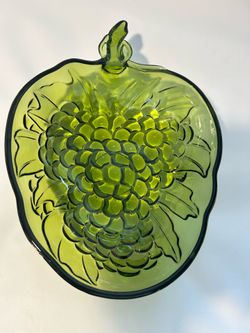 Green Glass Fruit Serving Dish