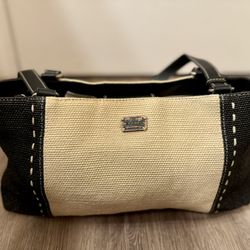 Straw and Black Handbag