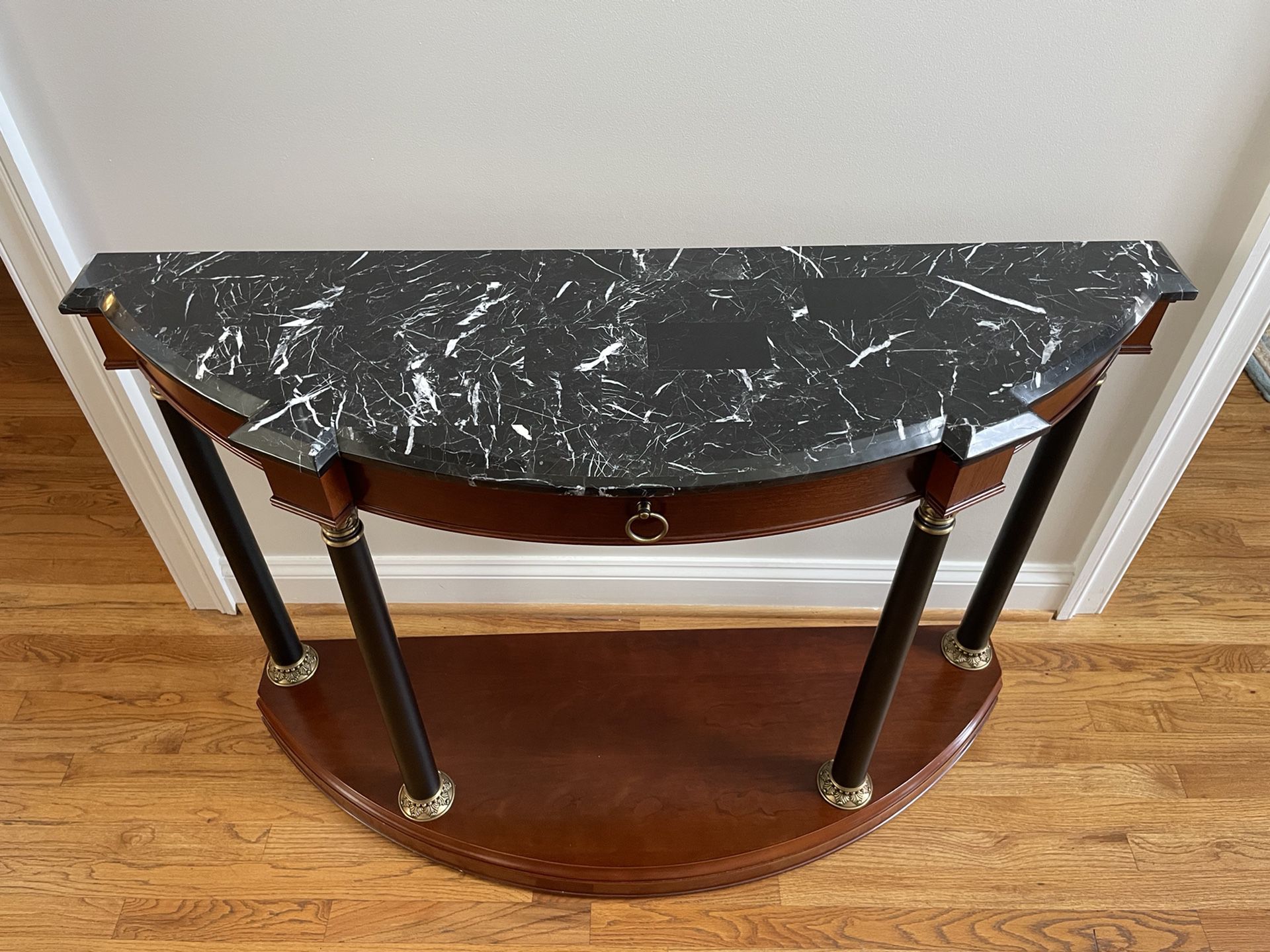 Marble And Cherry Console/Foyer Table