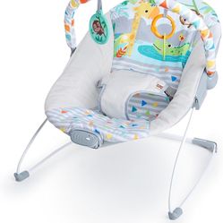 Bright Starts Baby Bouncer Soothing Vibrations Infant Seat - Removable -Toy Bar,