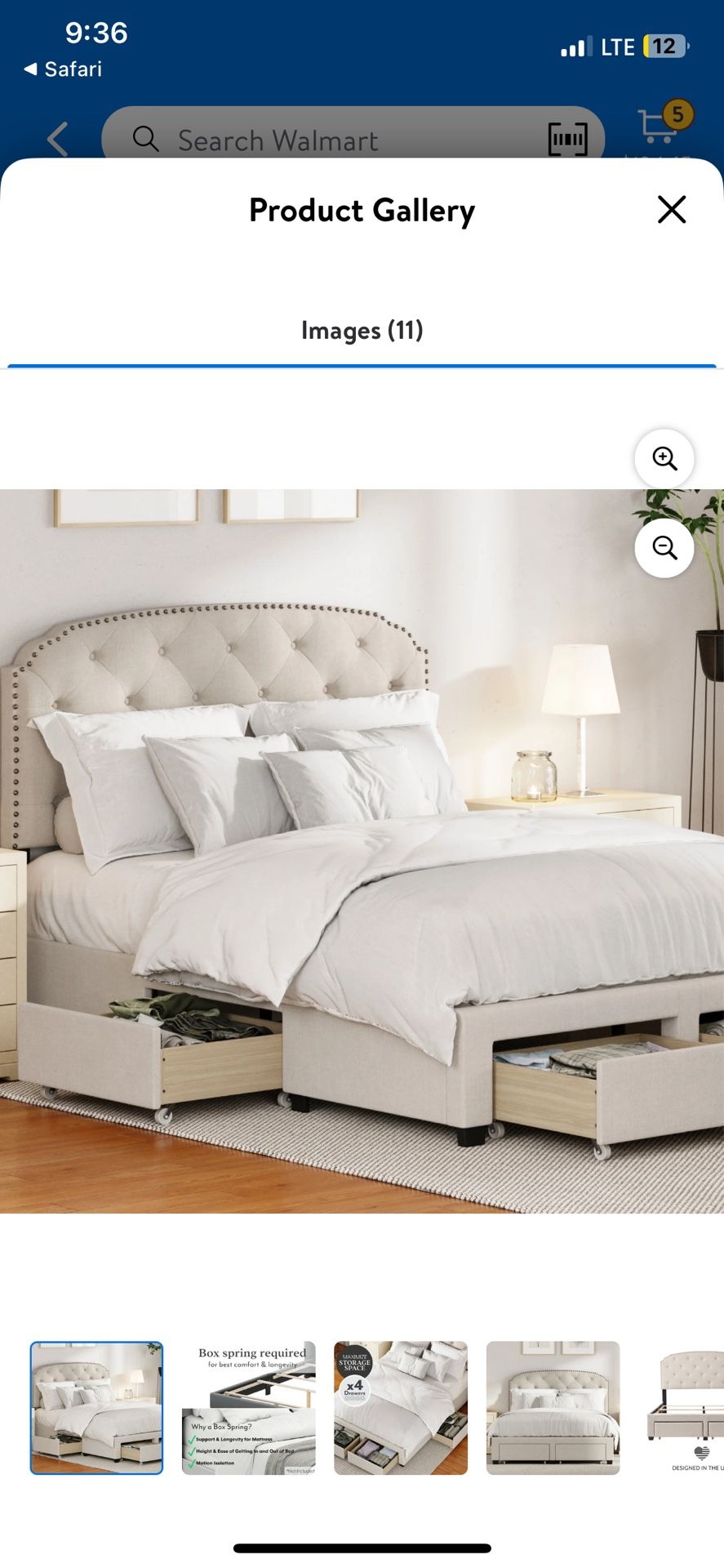 DG Casa Argo Tufted Upholstered Nailhead Trim Headboard And Bed Frame with Storage Drawers - Queen